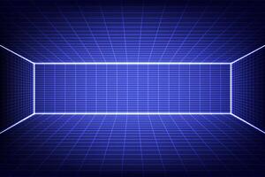 Metaverse Wireframe Room on the blue color background vector