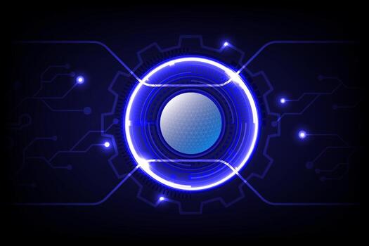 High-tech circular interface with glowing blue lines and circuit patterns, symbolizing innovation and digital technology vector