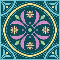 A colorful tile design with a flower in the center vector