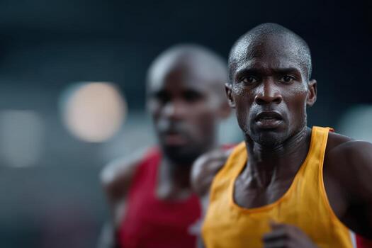 Runners tie at finish line in tight competition photo