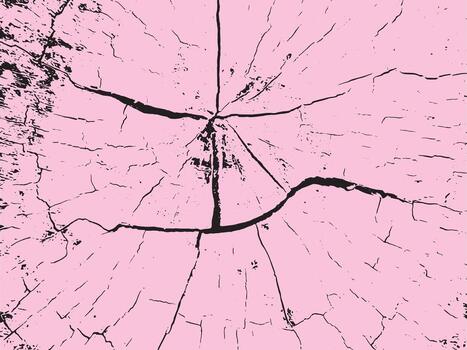 Abstract cracked surface texture with bold black lines on a soft pink background silhouette vector