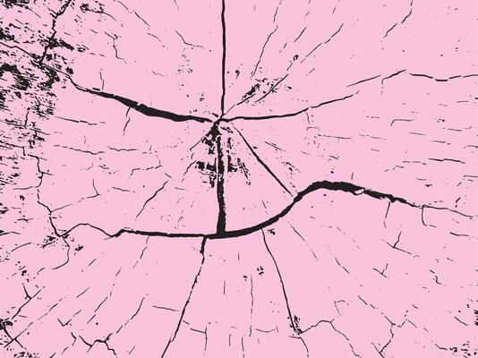 Abstract cracked surface texture with bold black lines on a soft pink background silhouette