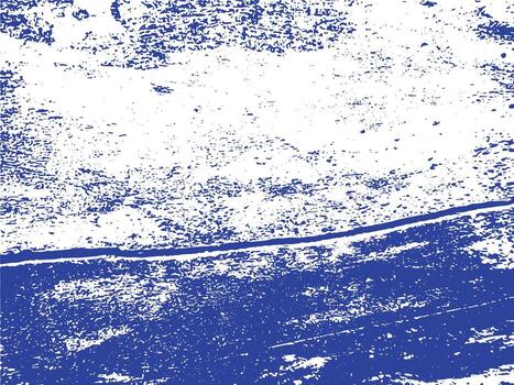 Abstract blue and white textured grunge pattern with splatter effects and a distinctive silhouette vector