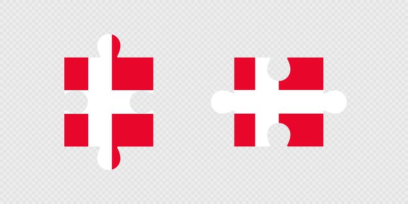 Puzzle Pieces with Denmark Flag.