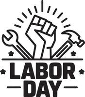 Labor Day Outline Design with Hammer and Wrench vector