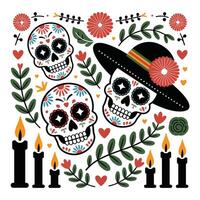 Decorative Skull Icons for Day of the Dead vector