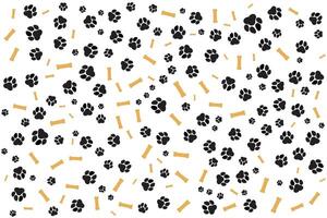 Paw and bones background, very cute design vector