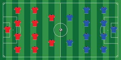 Tactical board with 4-4-2 alignment with ball vector