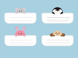 Editable Cute Animal Name Tags vector