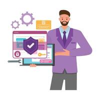 Cybersecurity expert showcasing digital tools vector