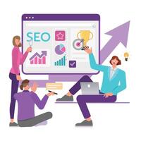 People discussing digital marketing strategies vector