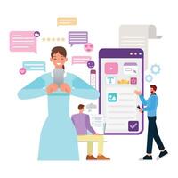 User experience illustration concept. Office man working on laptop to create website. Business people character design. vector