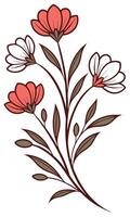 Stylized floral spray red and white flowers vector