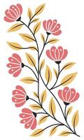 Pink Floral Branch With Yellow pink flowe vector