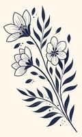 Indigo floral branch leaves botanical vector