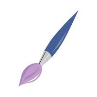 Simple flat-style of a paint brush with purple tip and blue handle, ideal for art, drawing, school, and creative design themes. vector
