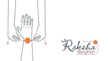 Raksha Bandhan Greeting Design Sister Tying Rakhi on Brother Hand vector