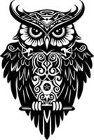 Premium Black and White Owl Icon - Stylish Design for T-Shirts, Mugs and More - Unique Gift Idea vector