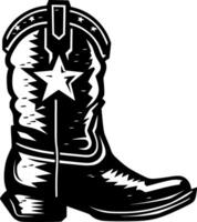 Premium Cowboy Boot Icon - Black and White Design for T-Shirts, Mugs, and Merchandise - Quality Gift Idea vector