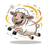 sheep design illustration character posing happy vector