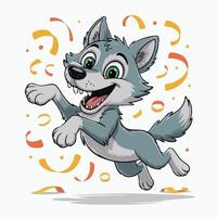wolf illustration design character posing happy gesture vector