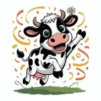 cow design character posing happy illustration vector