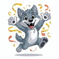 wolf character design illustration happy posing vector