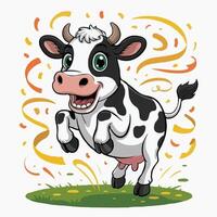 cow character design illustration happy posing vector