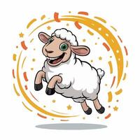 sheep design character posing happy illustration vector