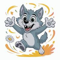 wolf character design illustration posing happy vector