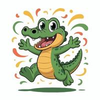 crocodile illustration character posing happy design vector