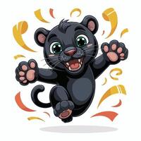 black Panther character design illustration happy posing vector