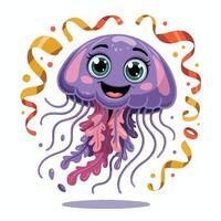 jellyfish character illustration design happy posing vector