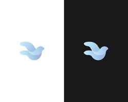 Abstract Blue Bird Logo on White and Black Background vector