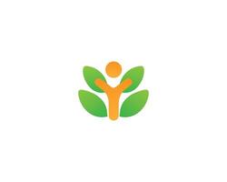 Abstract human figure with leaves logo template vector
