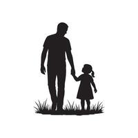 father and daughter silhouette holding hands family love bonding and parenting concept isolated on white background vector