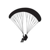 paragliding silhouette isolated on white background extreme air sport person flying parachute vector