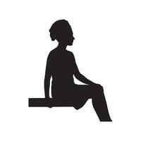 silhouette of a woman sitting on a bench in side view isolated on white background vector