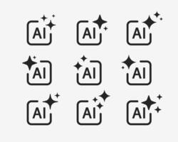 AI generate icon. AI star and square icon. Artificial intelligence AI icon symbol. AI system icon illustration. Generate an AI icon set. vector