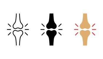 Human knee bone joint icon. Anatomy leg skeleton pictogram. Arthritis, osteoporosis illness of the bone joints icon. Orthopedic health icon. Arthritis knee joint pain icon. vector