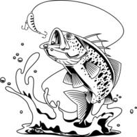 Aggressive Predator Fish Line Art With Curved Hook And Dynamic Water vector