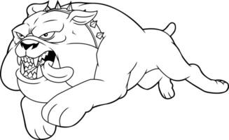 Line Drawing Of Bulldog Lunging Forward With Big Paws And Angry Expression vector