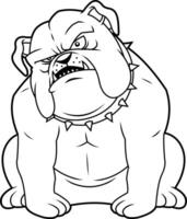Serious Bulldog Drawing In Sitting Pose With Aggressive Face And Spikes vector