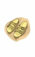 Yellow sandals with buckles vector