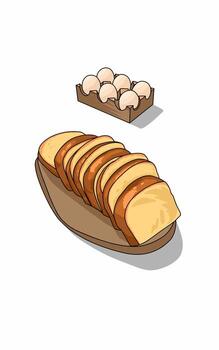 Sliced bread and mushrooms on a plate vector