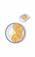 Pancakes with syrup on a plate vector