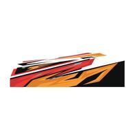 Striking car livery design with an aggressive and energetic look. Featuring sharp, layered graphics in red, orange, yellow, black, and white tones. vector