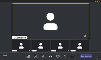 A computer screen showing a person with a microphone vector