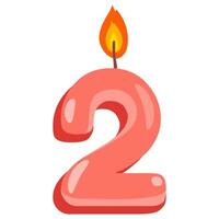 Number two birthday candle vector