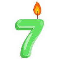 Green number 7 birthday candle vector